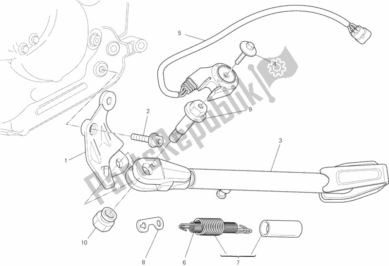 All parts for the Side Stand of the Ducati Monster 795 ABS Red Stripe CHN-Thailand 2015